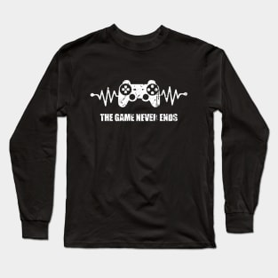 game never ends heartbeat controller gamer quote gaming Long Sleeve T-Shirt